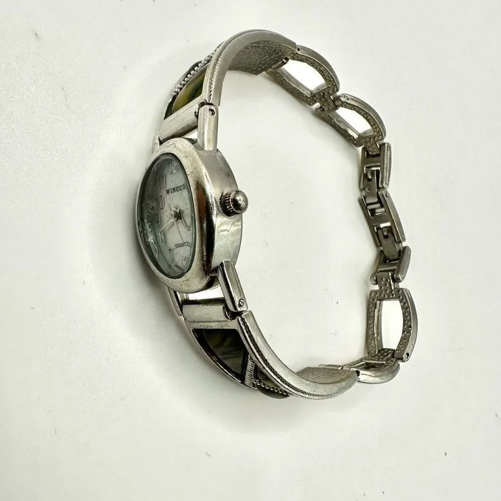 Wincci abalone silver tone watch